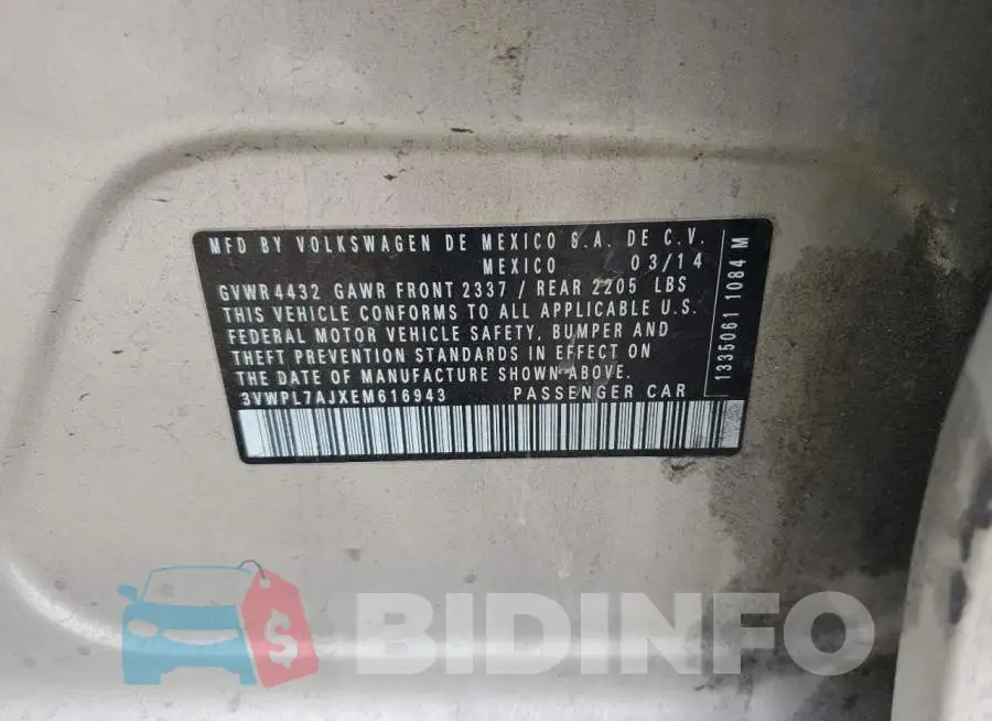 3VWPL7AJXEM616943 Photo# 12