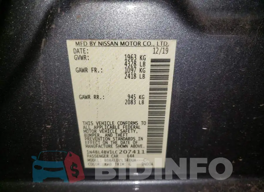 1N4BL4BV1LC207411 Photo# 12