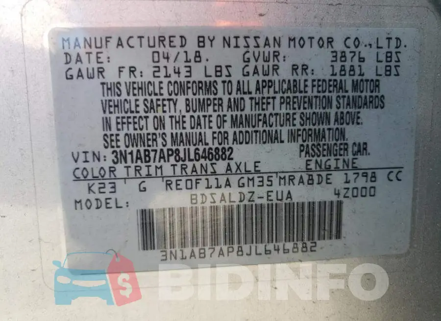 3N1AB7AP8JL646882 Photo# 12