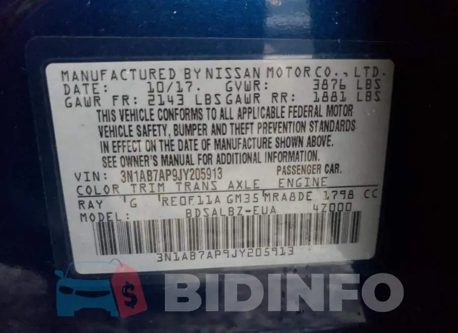 3N1AB7AP9JY205913 Photo# 12