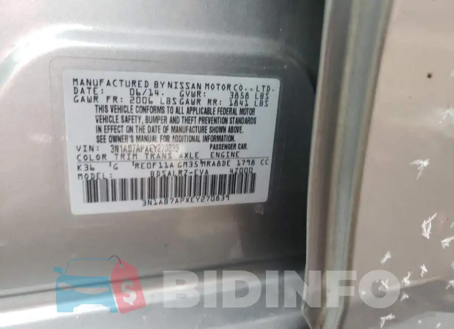 3N1AB7APXEY270839 Photo# 13
