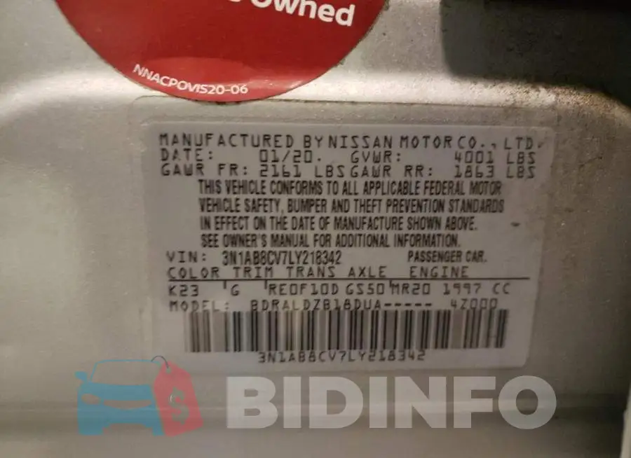 3N1AB8CV7LY218342 Photo# 13