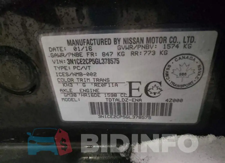 3N1CE2CP5GL378575 Photo# 12