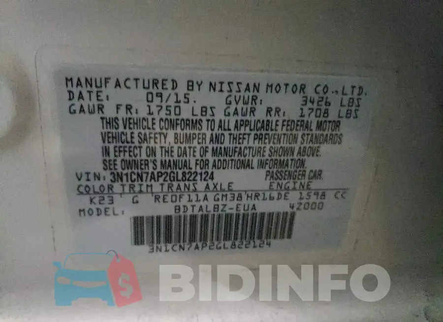 3N1CN7AP2GL822124 Photo# 12