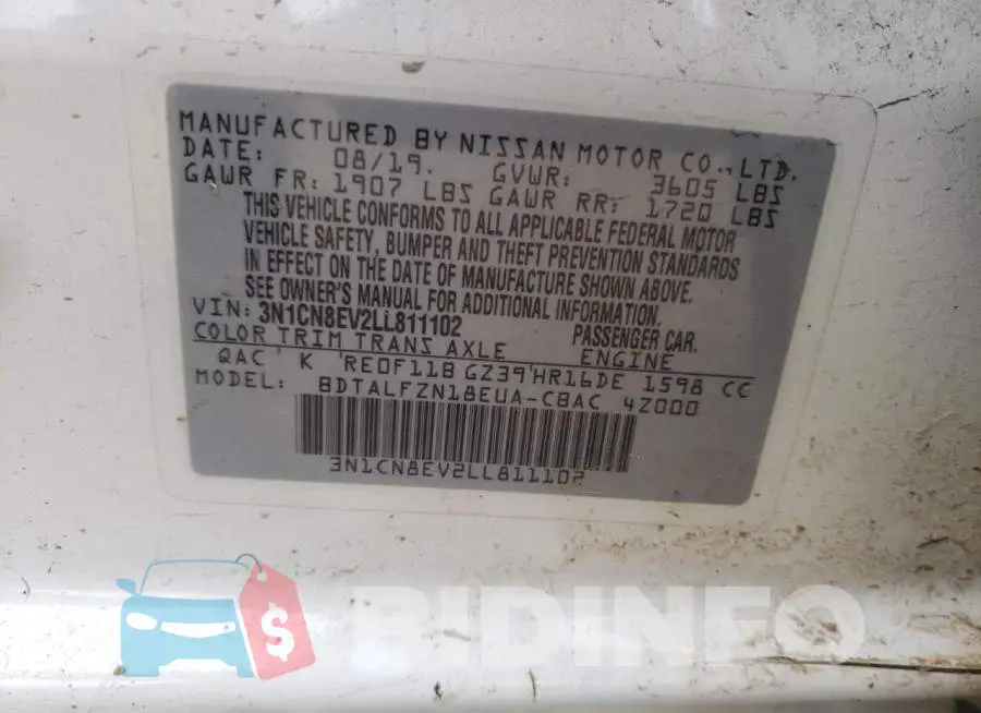 3N1CN8EV2LL811102 Photo# 12