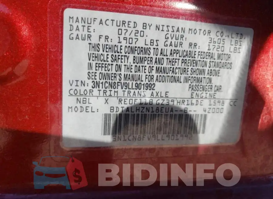 3N1CN8FV9LL901992 Photo# 12
