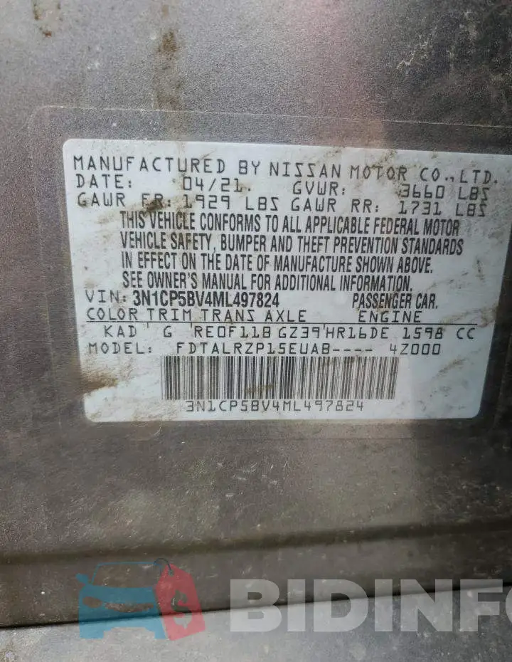 3N1CP5BV4ML497824 Photo# 14