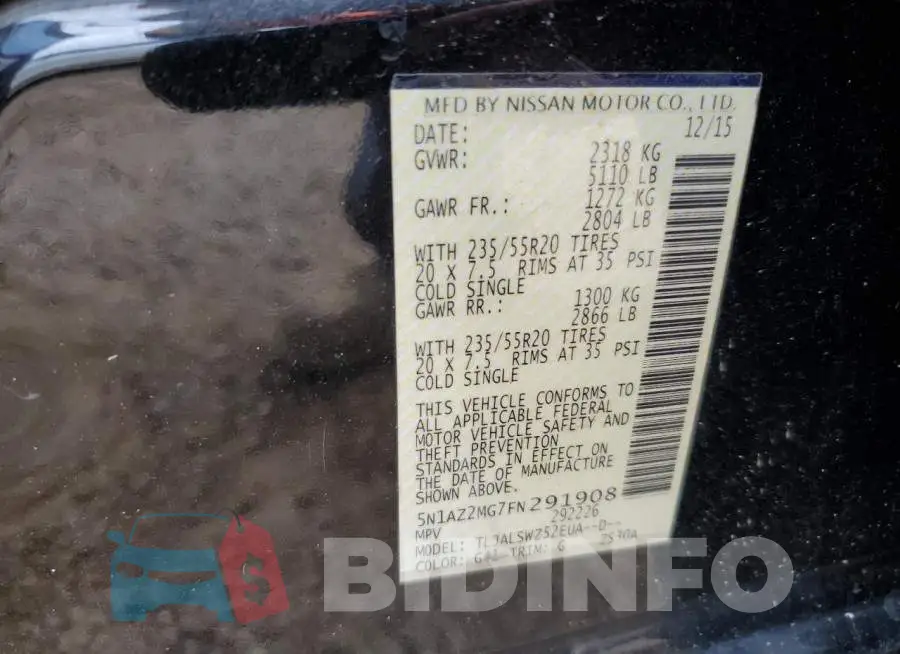 5N1AZ2MG7FN291908 Photo# 12