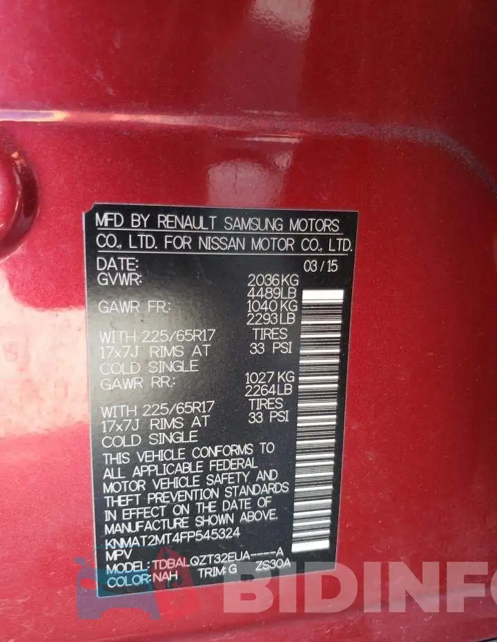 KNMAT2MT4FP545324 Photo# 13