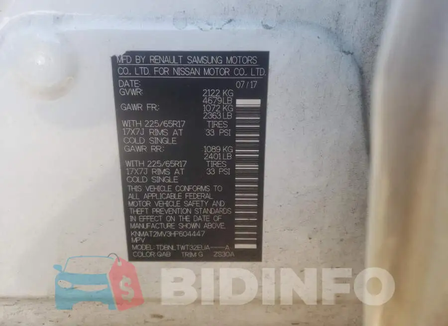 KNMAT2MV3HP604447 Photo# 13