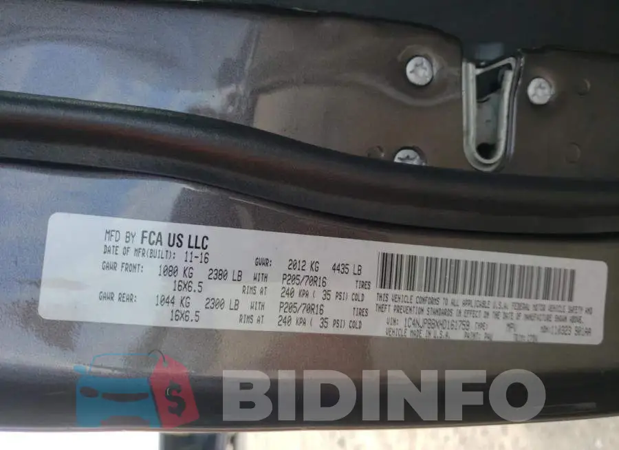 1C4NJPBBXHD161759 Photo# 10