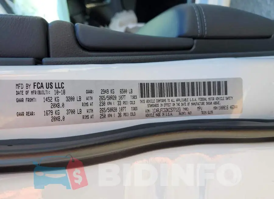 1C4RJFCG3KC577123 Photo# 13
