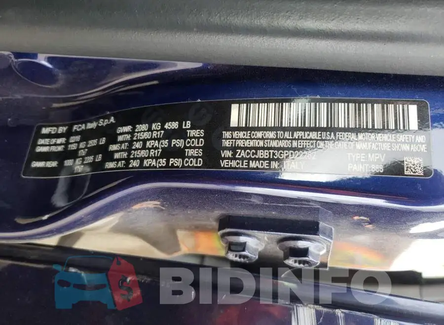 ZACCJBBT3GPD22262 Photo# 10