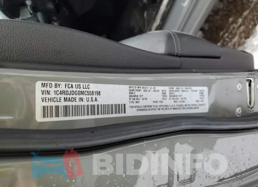 1C4RDJDG0MC558198 Photo# 13