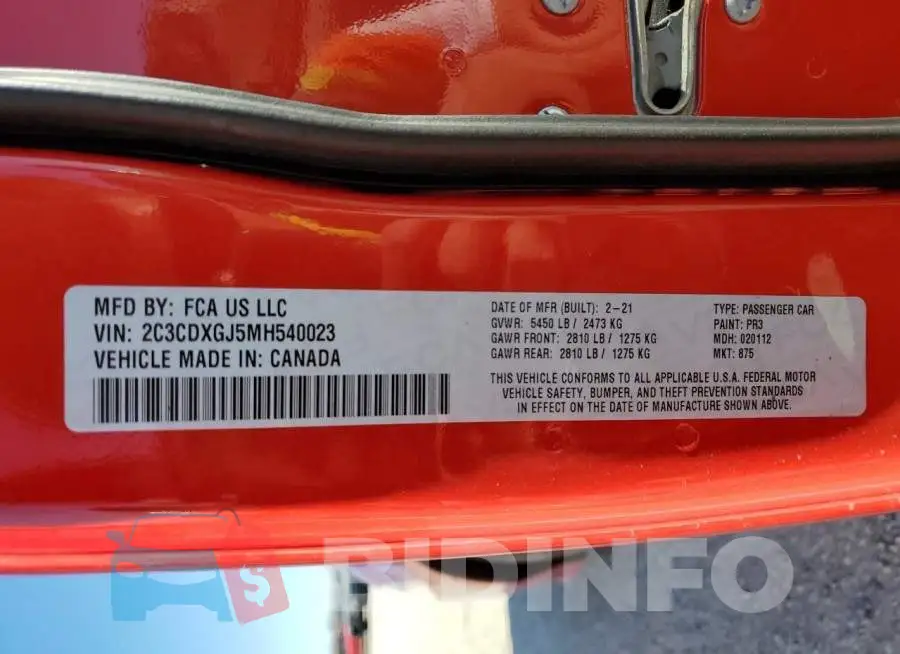 2C3CDXGJ5MH540023 Photo# 12