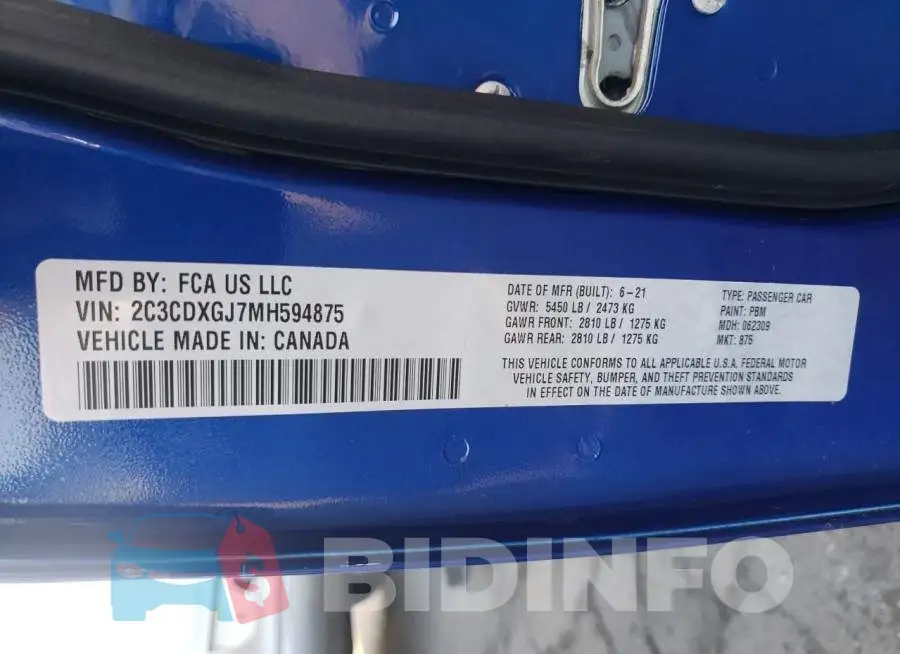 2C3CDXGJ7MH594875 Photo# 12