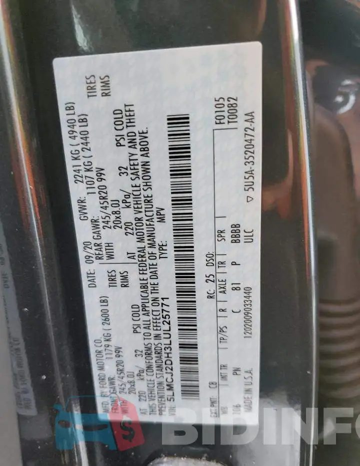 5LMCJ2DH3LUL25771 Photo# 13