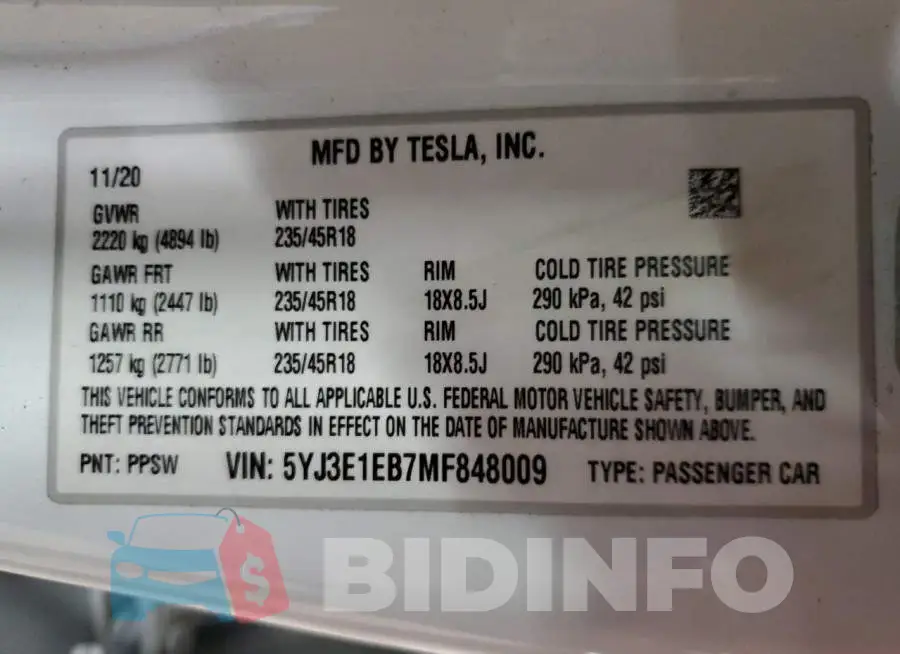 5YJ3E1EB7MF848009 Photo# 13