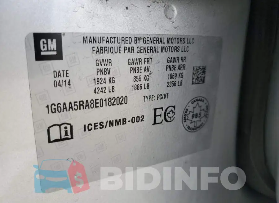1G6AA5RA8E0182020 Photo# 12