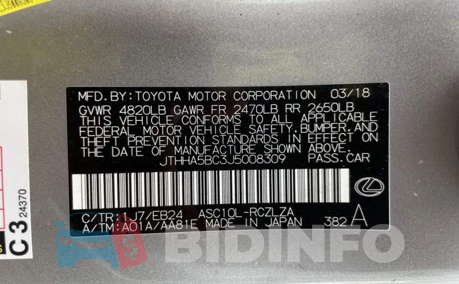 JTHHA5BC3J5008309 Photo# 10