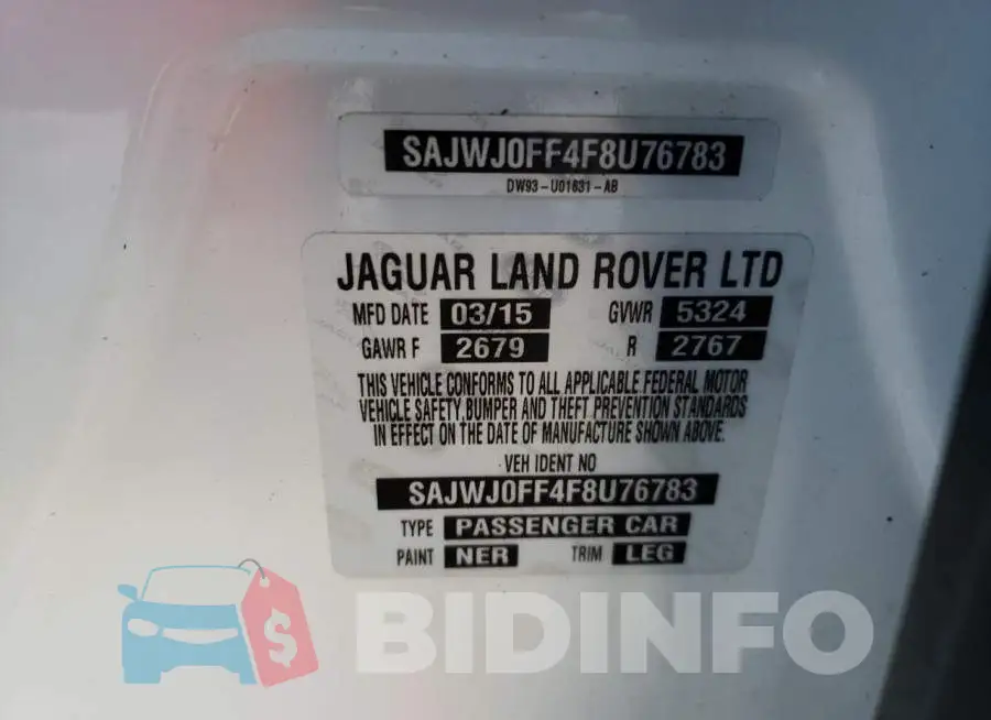 SAJWJ0FF4F8U76783 Photo# 12
