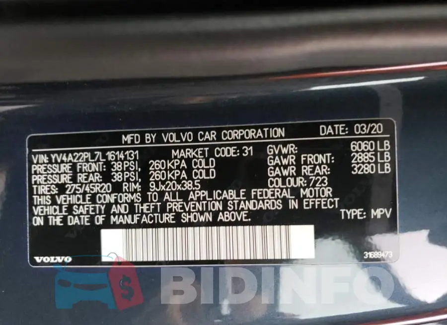 YV4A22PL7L1614131 Photo# 13