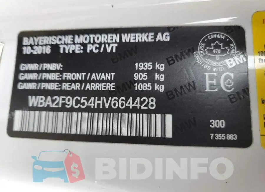 WBA2F9C54HV664428 Photo# 12
