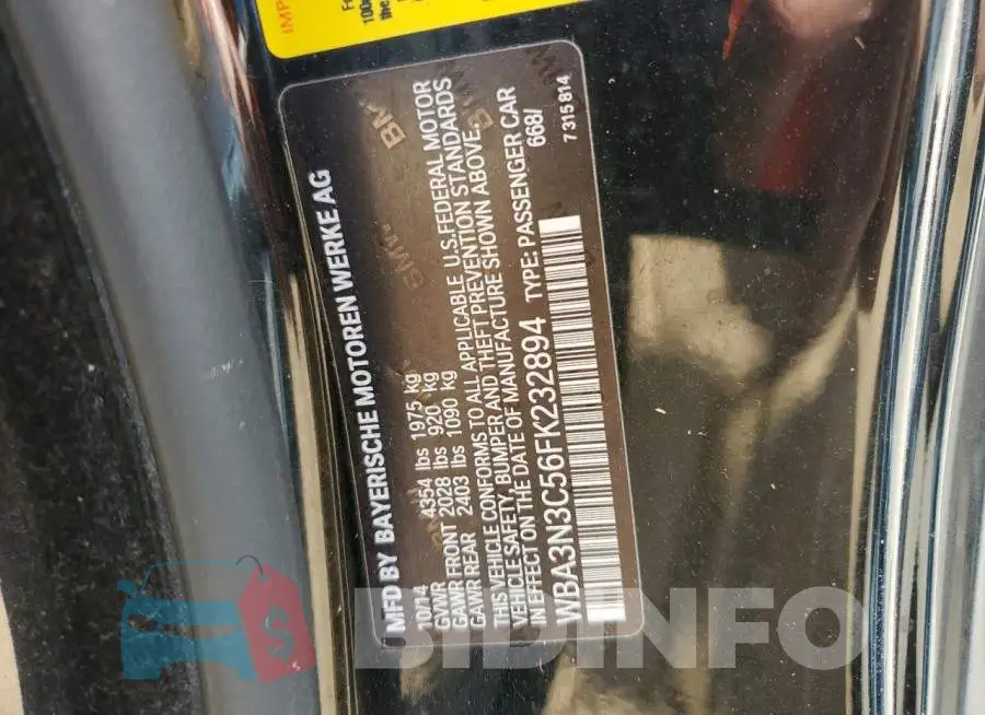 WBA3N3C56FK232894 Photo# 12