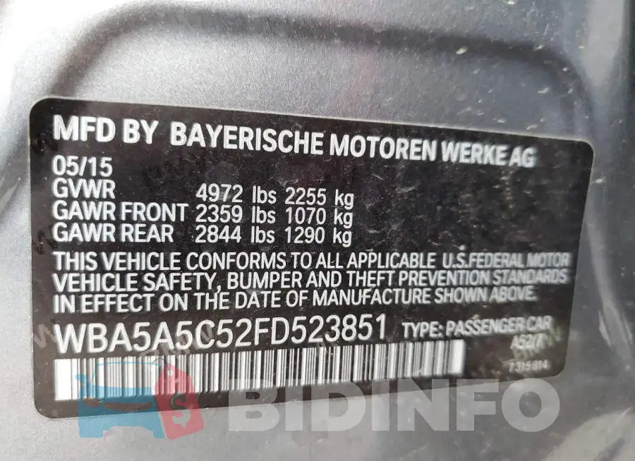 WBA5A5C52FD523851 Photo# 12