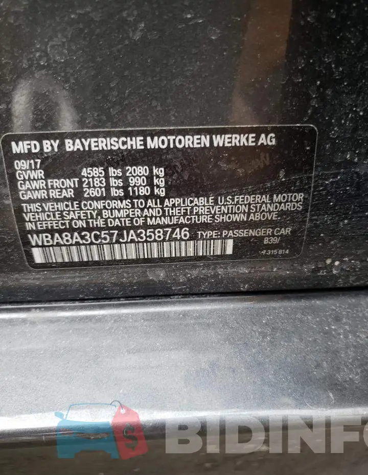 WBA8A3C57JA358746 Photo# 13