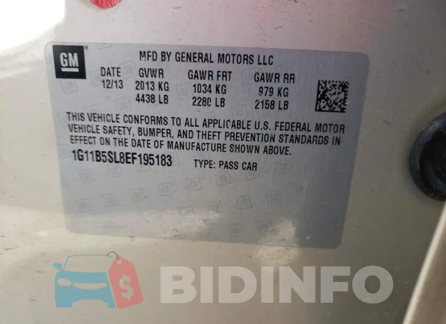 1G11B5SL8EF195183 Photo# 13