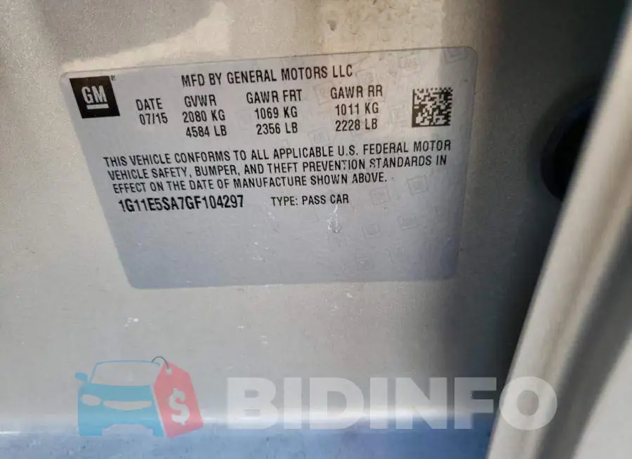 1G11E5SA7GF104297 Photo# 12