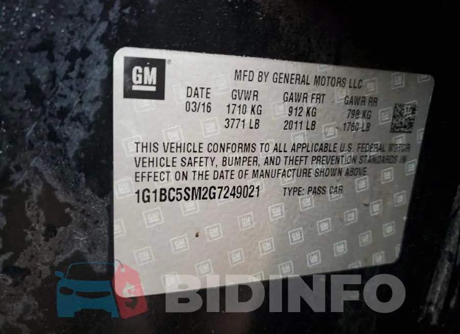 1G1BC5SM2G7249021 Photo# 13
