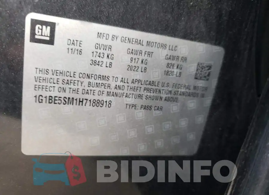 1G1BE5SM1H7188918 Photo# 12