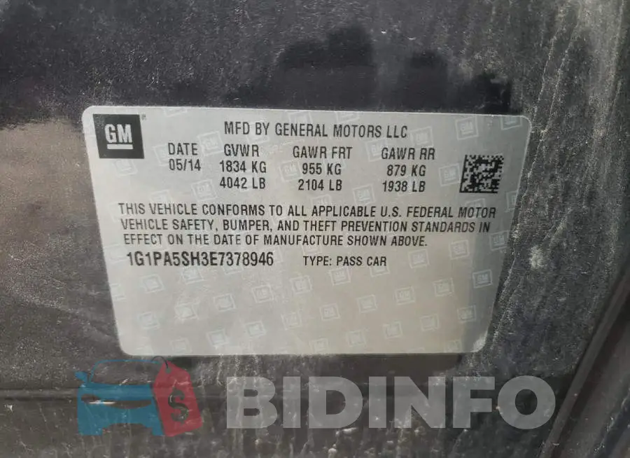 1G1PA5SH3E7378946 Photo# 13