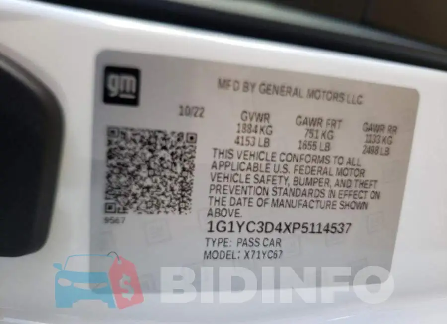 1G1YC3D4XP5114537 Photo# 13