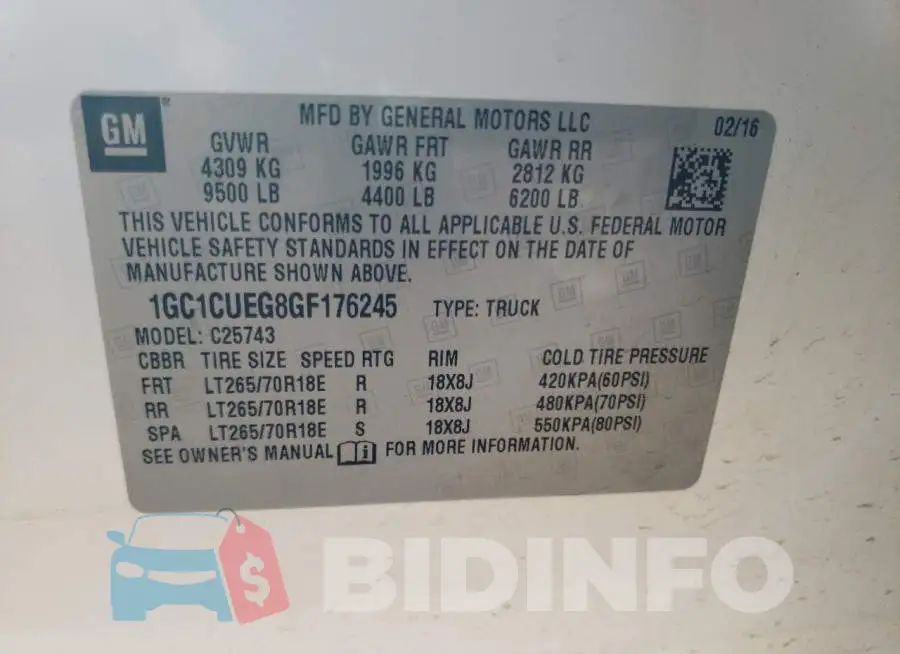 1GC1CUEG8GF176245 Photo# 13