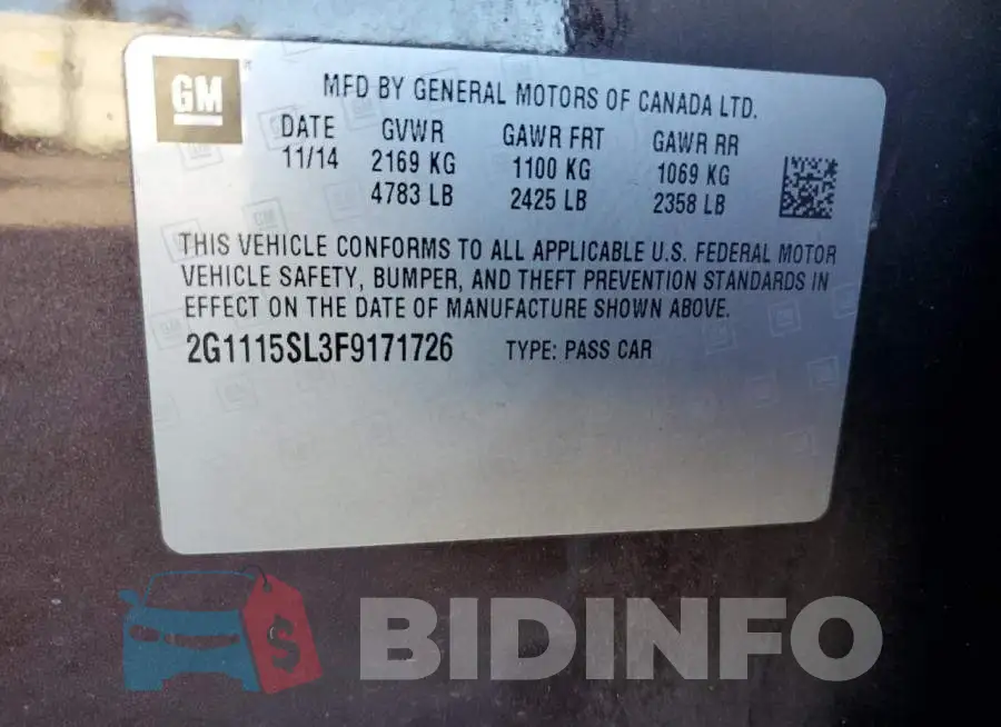 2G1115SL3F9171726 Photo# 12