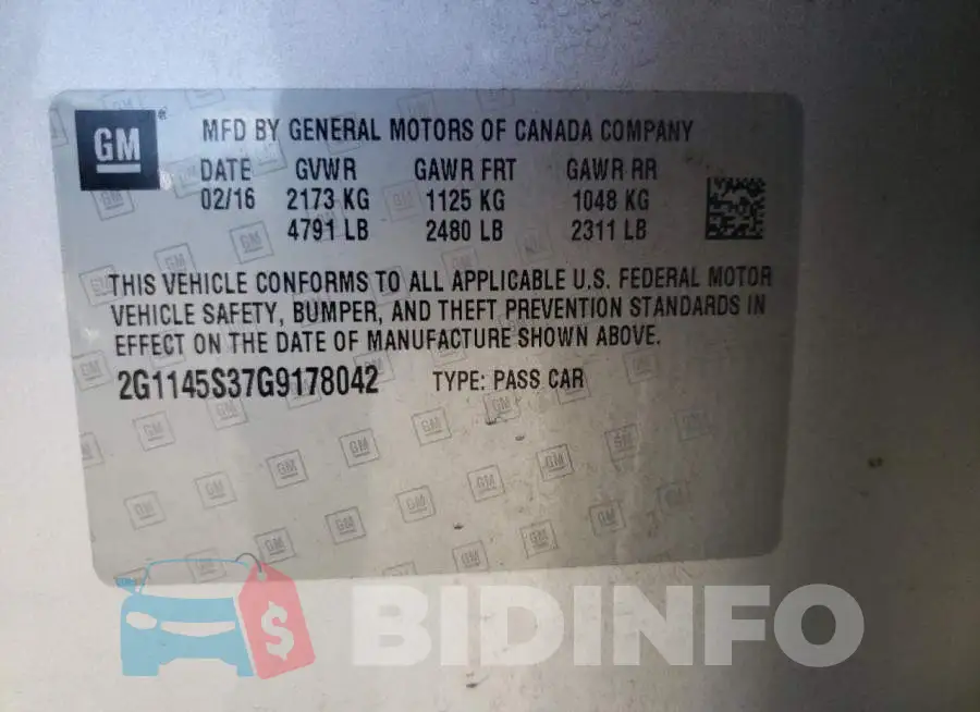 2G1145S37G9178042 Photo# 12