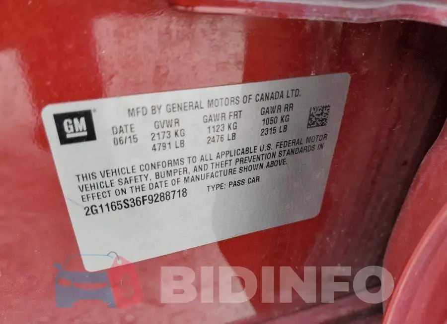 2G1165S36F9288718 Photo# 12