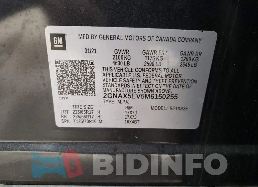 2GNAX5EV5M6150255 Photo# 12