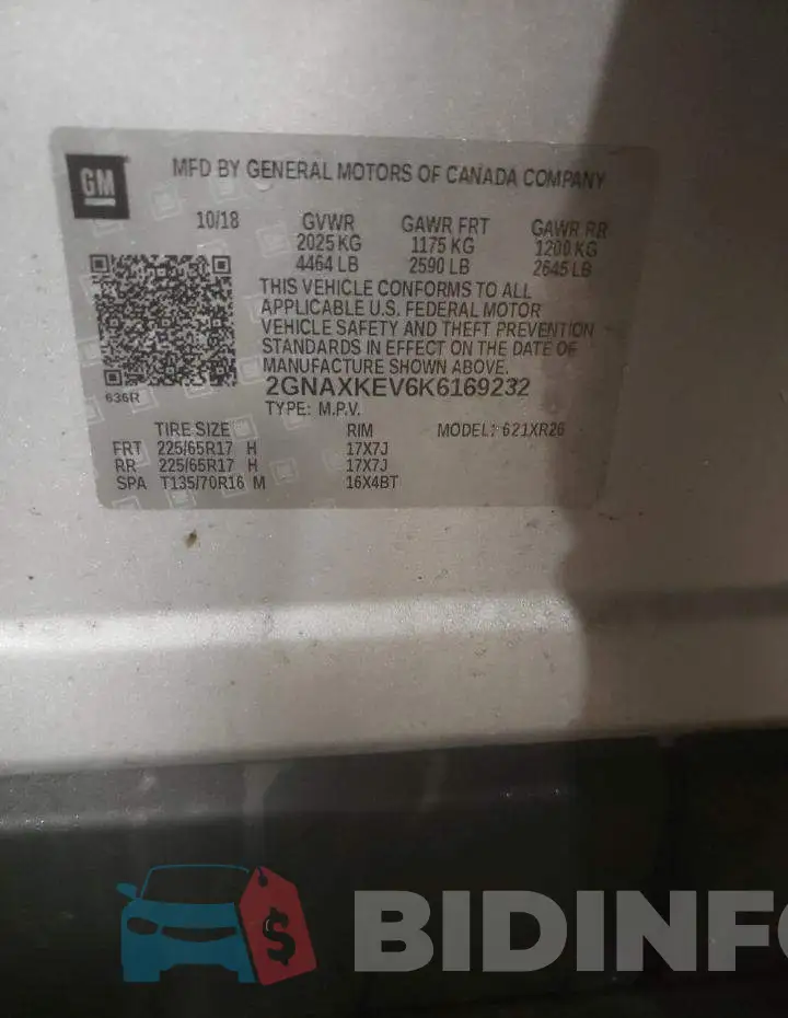 2GNAXKEV6K6169232 Photo# 13