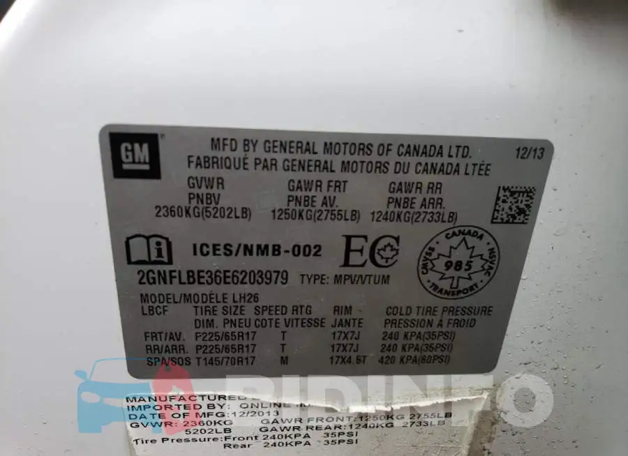 2GNFLBE36E6203979 Photo# 13
