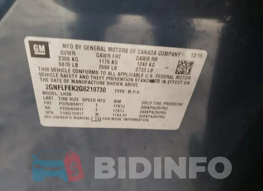 2GNFLFEK2G6219730 Photo# 13