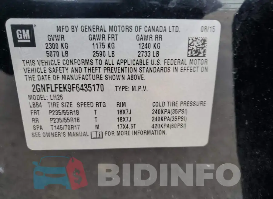 2GNFLFEK9F6435170 Photo# 13