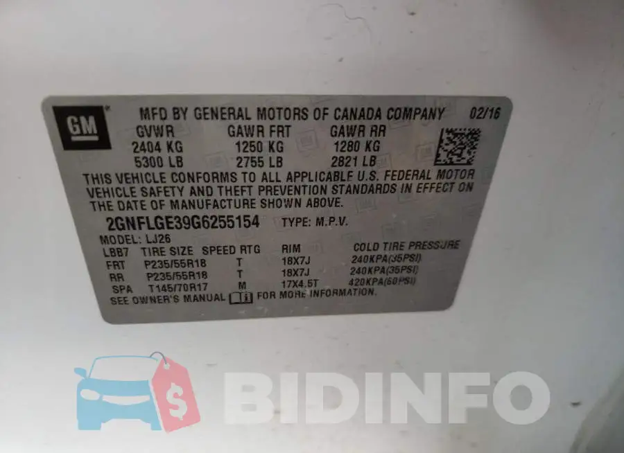 2GNFLGE39G6255154 Photo# 13