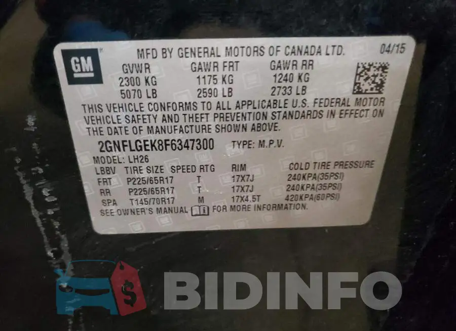 2GNFLGEK8F6347300 Photo# 13