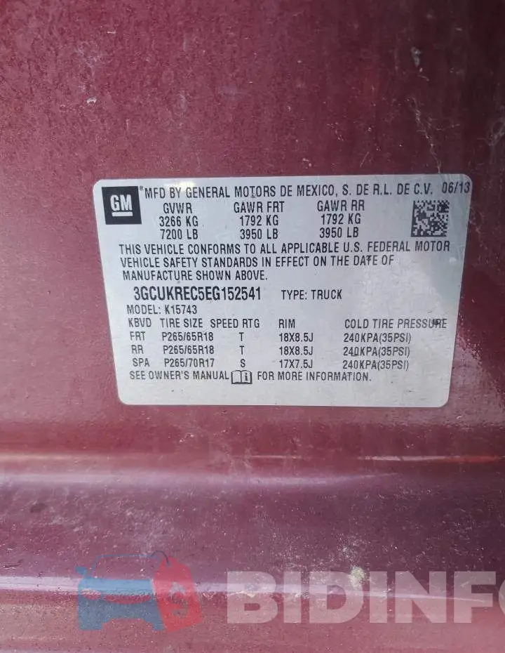 3GCUKREC5EG152541 Photo# 13