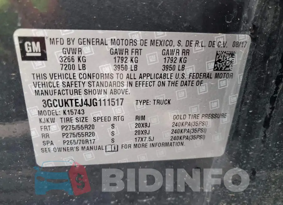 3GCUKTEJ4JG111517 Photo# 12