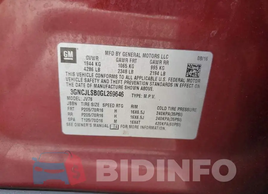 3GNCJLSB0GL269646 Photo# 12